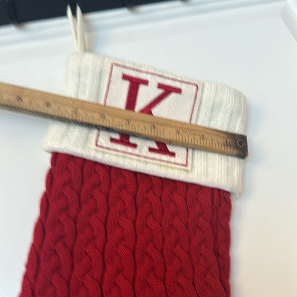 Kohls Christmas Stocking Initial K Red Cable Knit - Picture 6 of 6